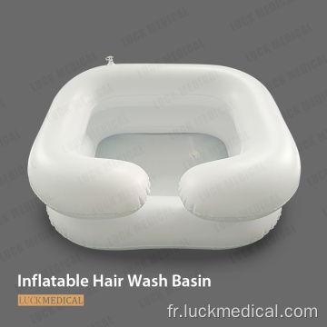 Bassin de lavage de cheveux portable gonflable en plastique pour le patient